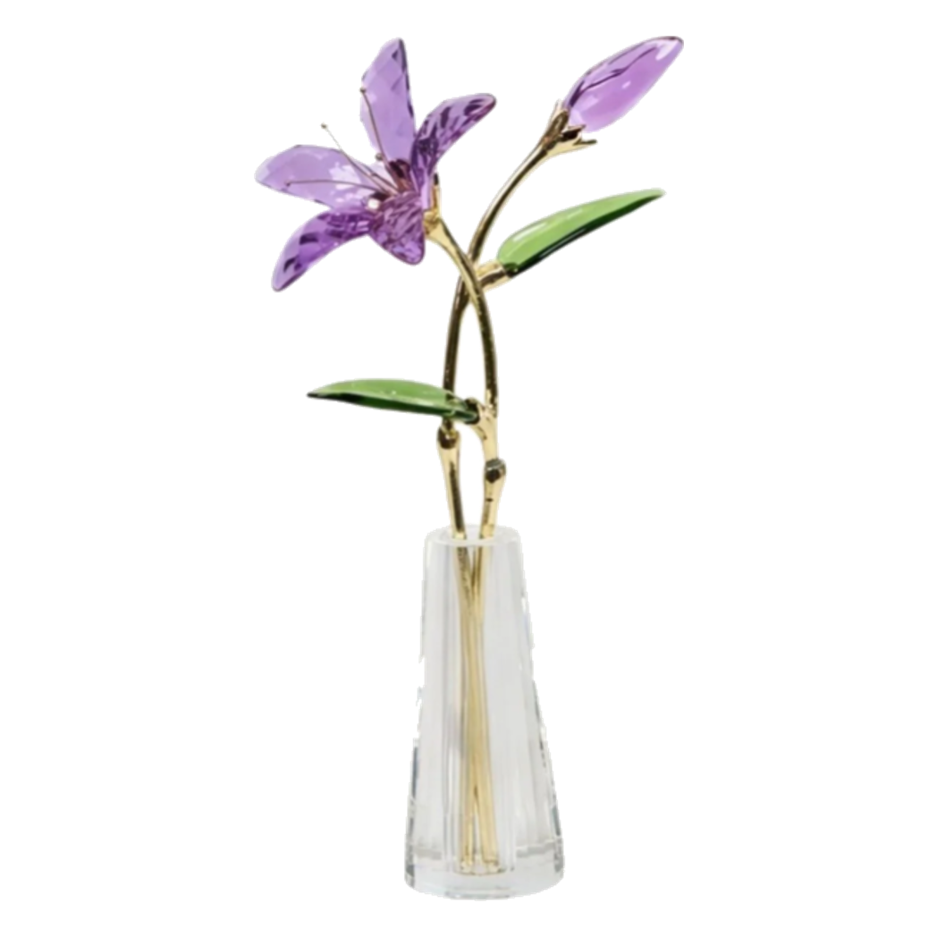 Tượng Bình Hoa Pha Lê Lily - Lys de Cristalleries Éclosion Violet H29-CẬU HAI HOME DECOR