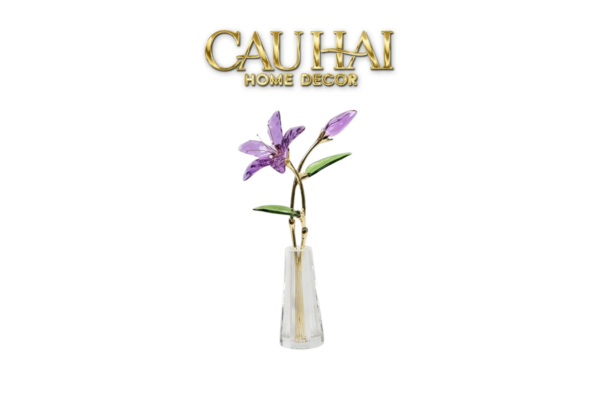 Tượng Bình Hoa Pha Lê Lily - Lys de Cristalleries Éclosion Violet H29-CẬU HAI HOME DECOR