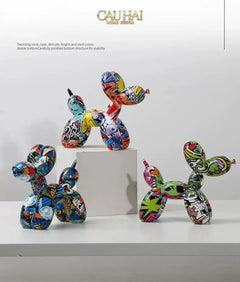 Tượng Chú Chó Puppy Balloon Urban Street Graffiti Toon Art 8x20x17-CẬU HAI HOME DECOR