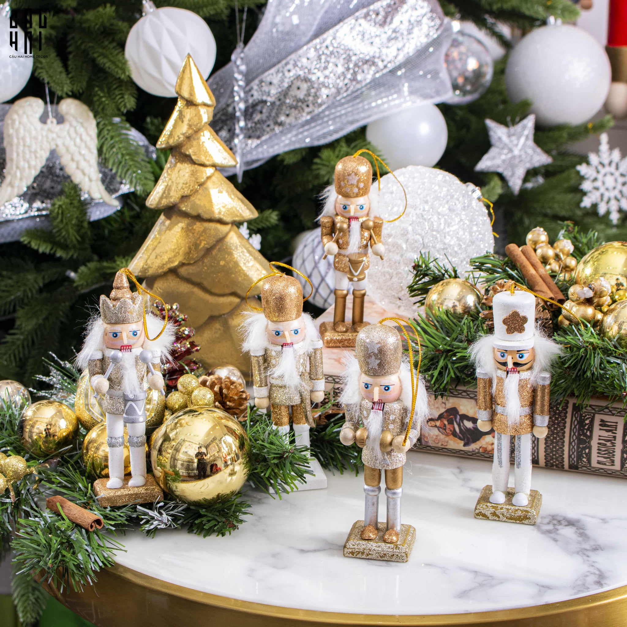 TƯỢNG CHÚ LÍNH CHÌ - MINI NUTCRACKER 5PCS - GOLD-CẬU HAI HOME DECOR