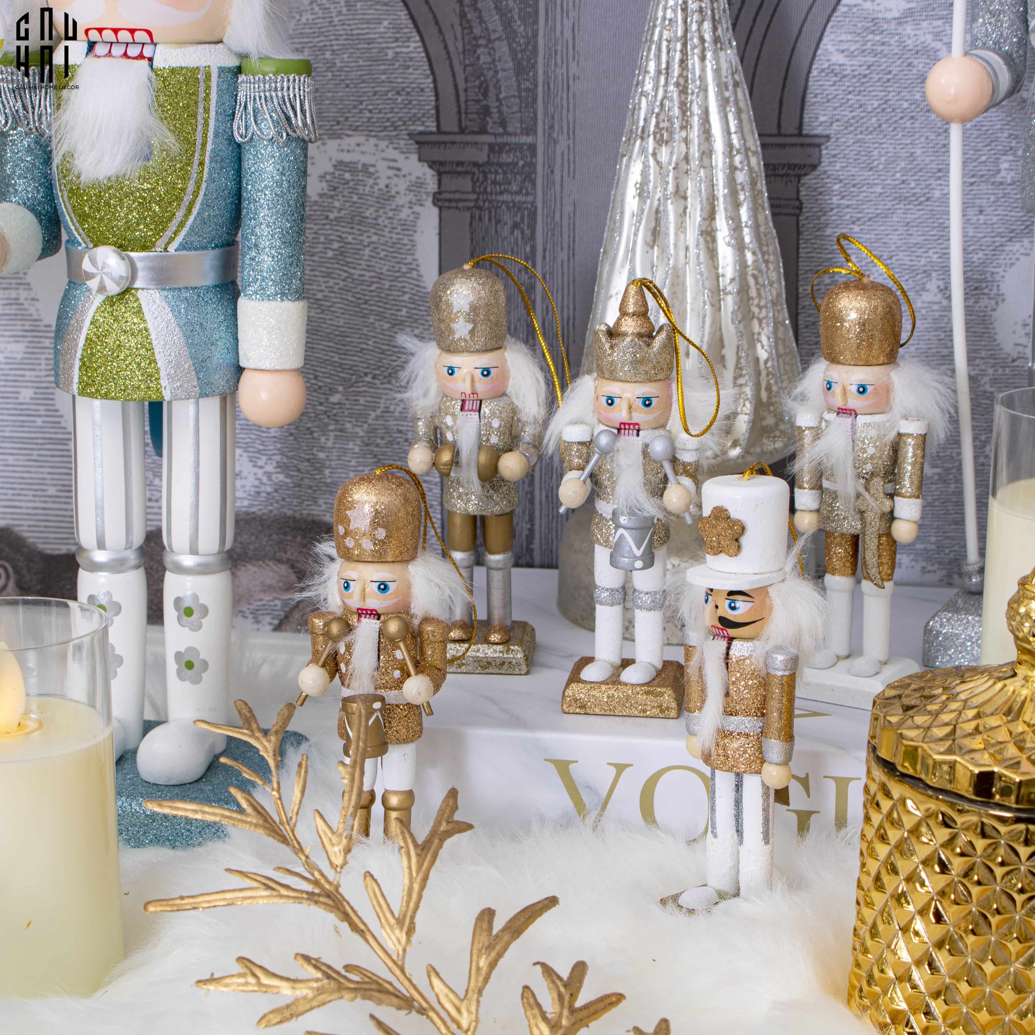 TƯỢNG CHÚ LÍNH CHÌ - MINI NUTCRACKER 5PCS - GOLD-CẬU HAI HOME DECOR