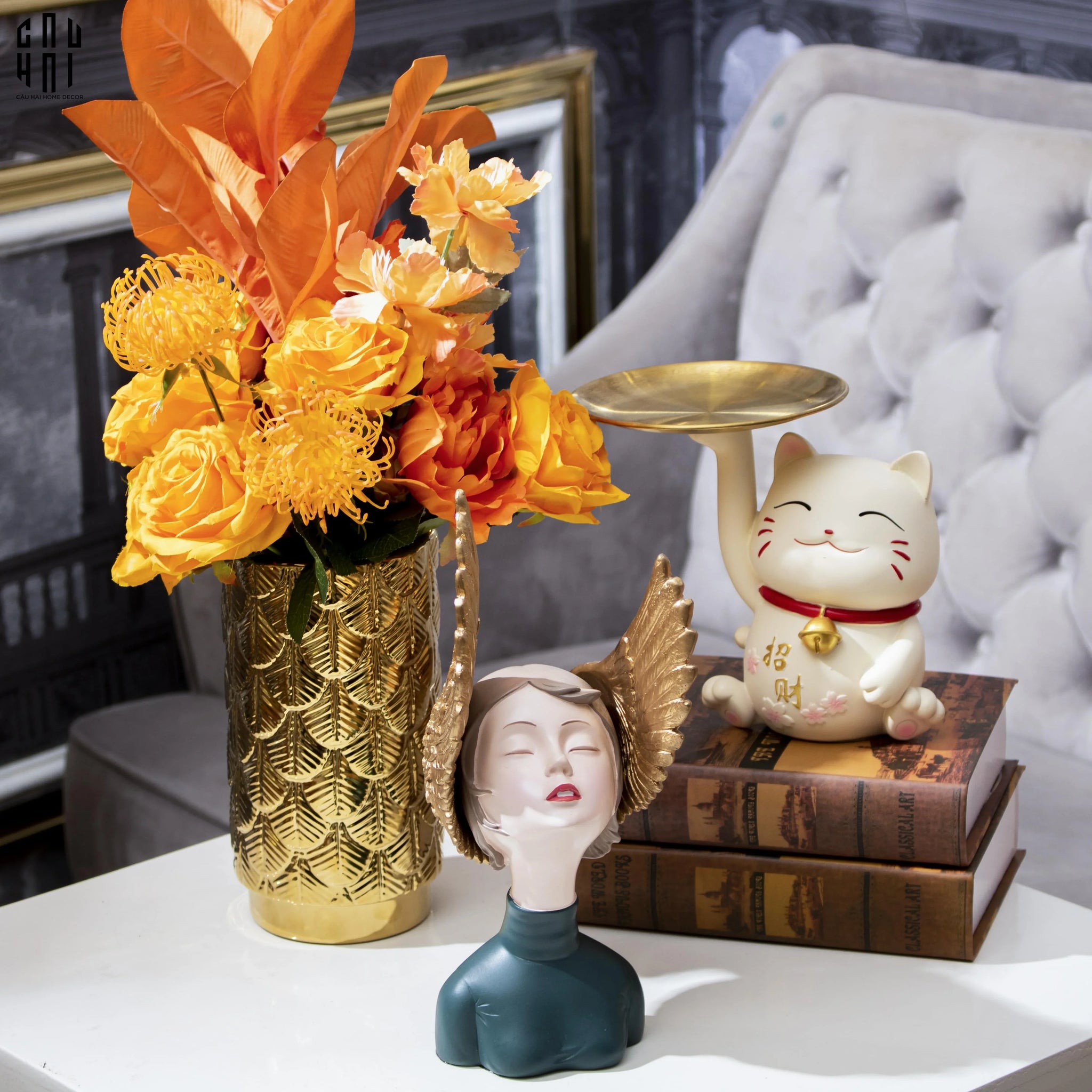 Tượng Cô Gái Jr Angelina H28-CẬU HAI HOME DECOR