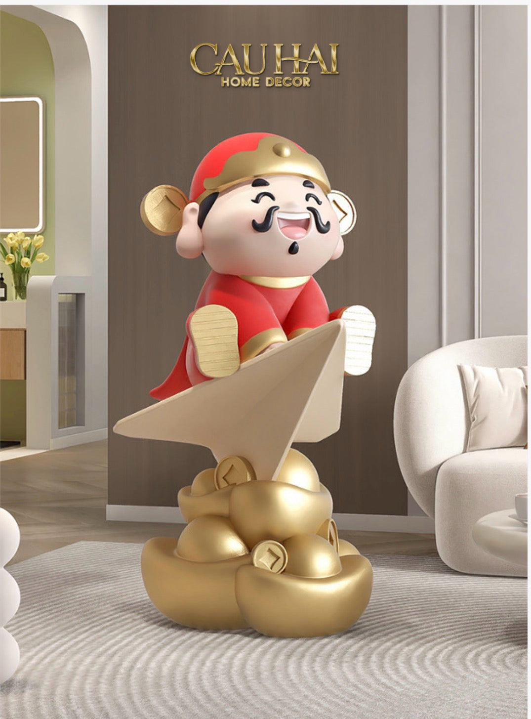 Tượng Đại Thần Tài - Tài Lộc Hanh Thông 80 x 42 x 46-CẬU HAI HOME DECOR