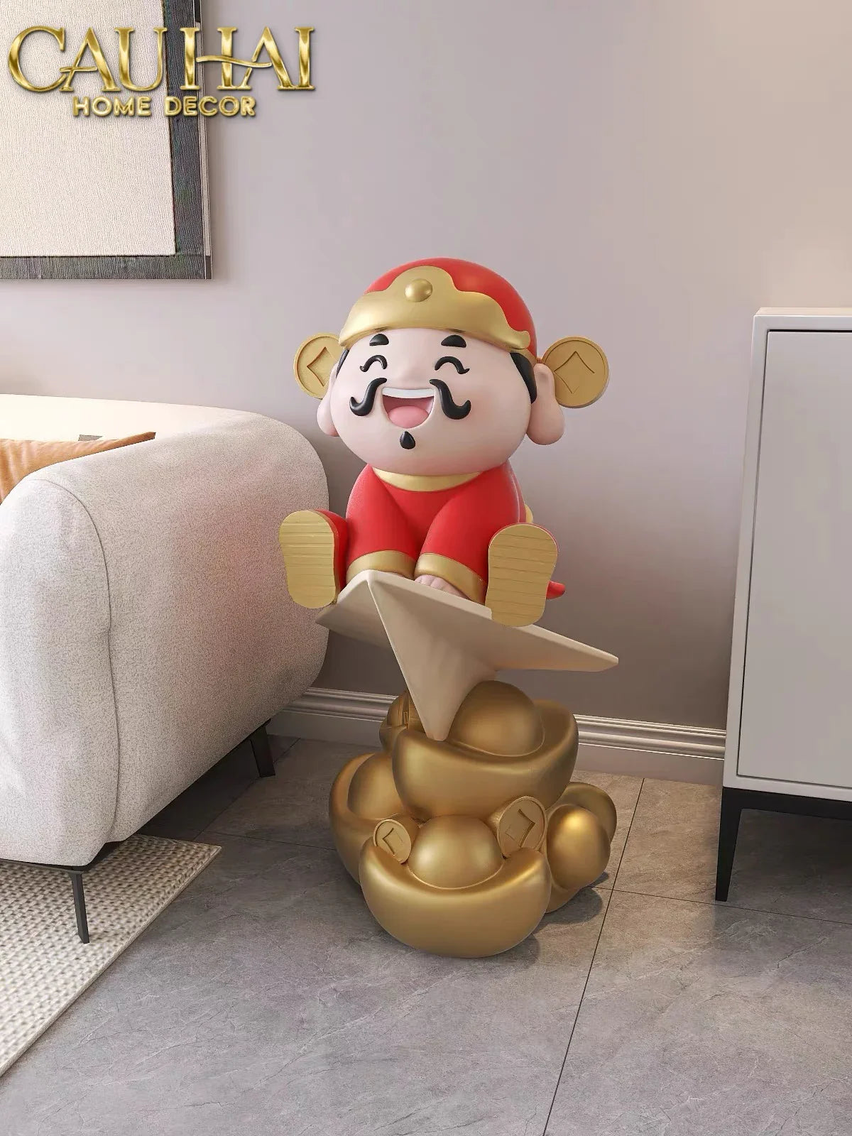 Tượng Đại Thần Tài - Tài Lộc Hanh Thông 80 x 42 x 46-CẬU HAI HOME DECOR