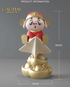 Tượng Đại Thần Tài Túc Hỷ Khang Lạc 60 x 47 x 73-CẬU HAI HOME DECOR