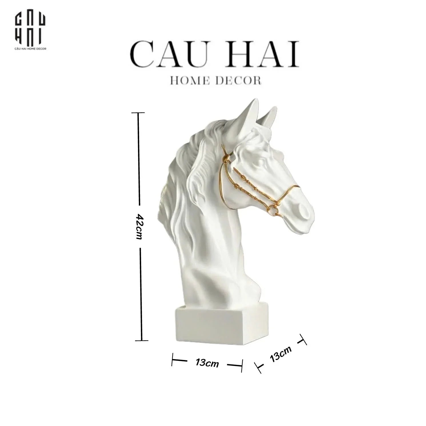 Tượng Đầu Ngựa Composite The Divine Pegasus - White H43-CẬU HAI HOME DECOR