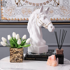 Tượng Đầu Ngựa Composite The Divine Pegasus - White H43-CẬU HAI HOME DECOR