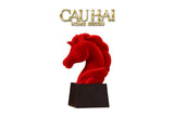 Tượng Đầu Ngựa Trang Trí Nhung Đỏ Tête De Cheval Rouge Velour Armour 29.5-TƯỢNG TRANG TRÍ-CẬU HAI HOME DECOR