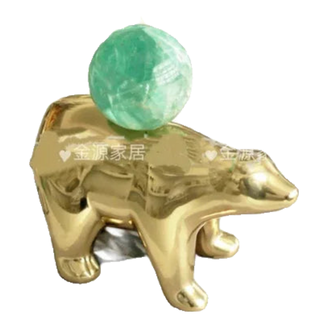 Maison Couture - Tượng Đồng Gấu Polar Bear Gemstone Vert Emerald Malachite 18x14