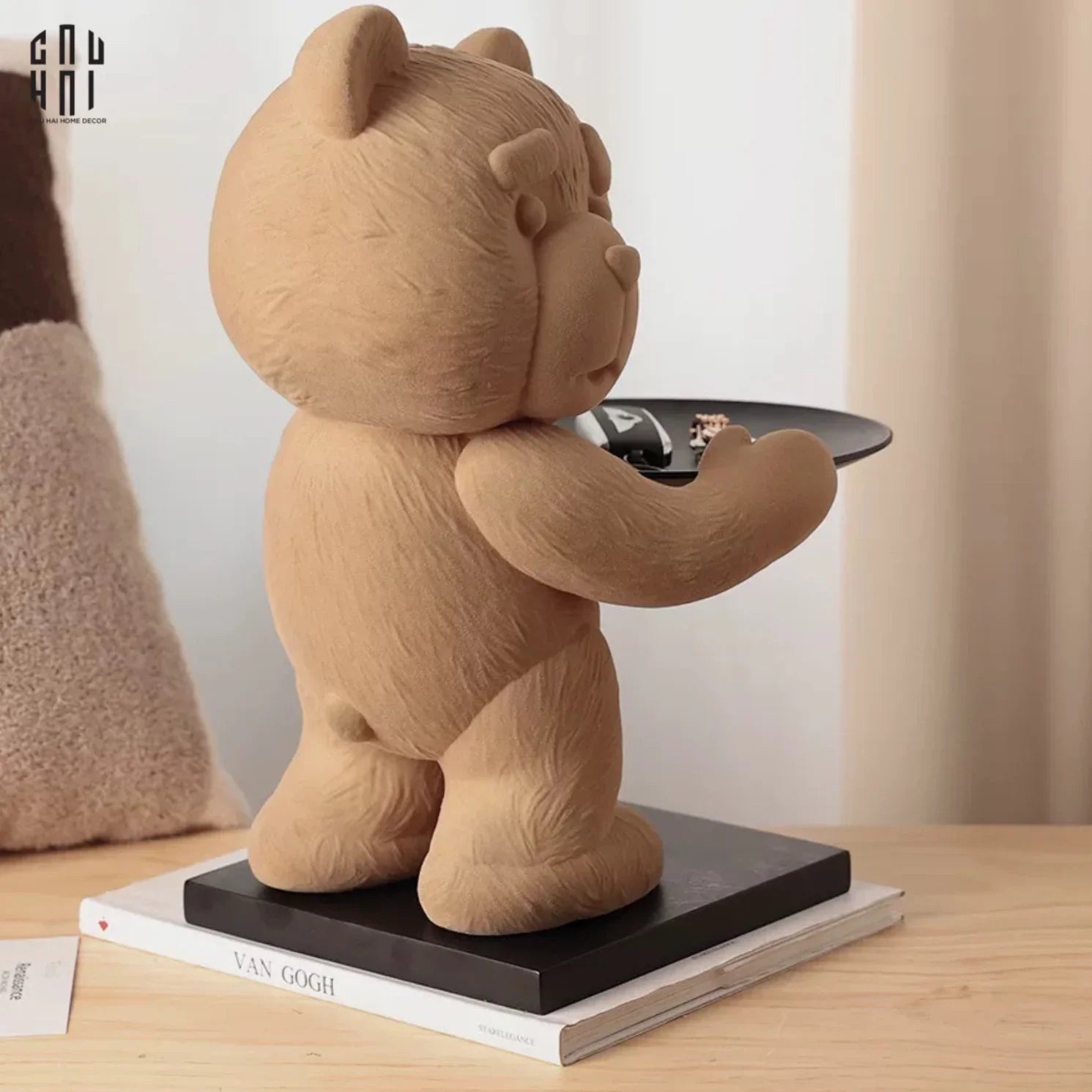 Tượng Gấu Bọc Nhung Figurine Emotional Brownie Velvet Bear 20x30x40-TƯỢNG TRANG TRÍ-CẬU HAI HOME DECOR