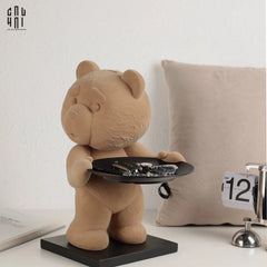 Tượng Gấu Bọc Nhung Figurine Emotional Brownie Velvet Bear 20x30x40-TƯỢNG TRANG TRÍ-CẬU HAI HOME DECOR