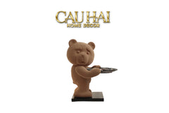 Tượng Gấu Bọc Nhung Figurine Emotional Brownie Velvet Bear 20x30x40-CẬU HAI HOME DECOR