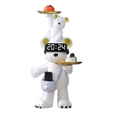 Tượng gấu trang trí kèm khay & đồng hồ Milo Timekeeper H78 - Cậu Hai Home Decor
