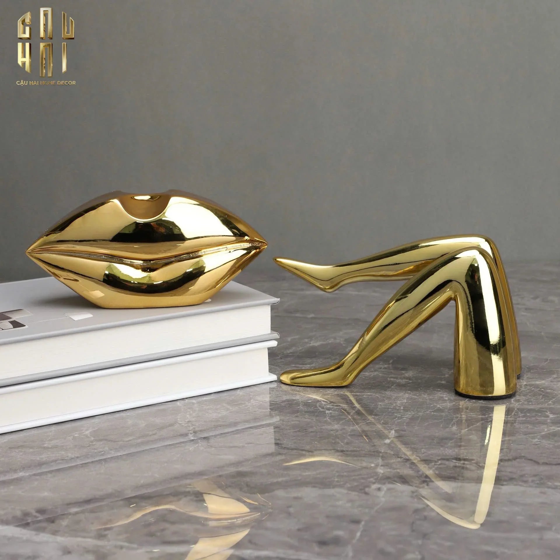 Tượng Gilded Runway Modeling Catwalk Fw25-TƯỢNG TRANG TRÍ-CẬU HAI HOME DECOR