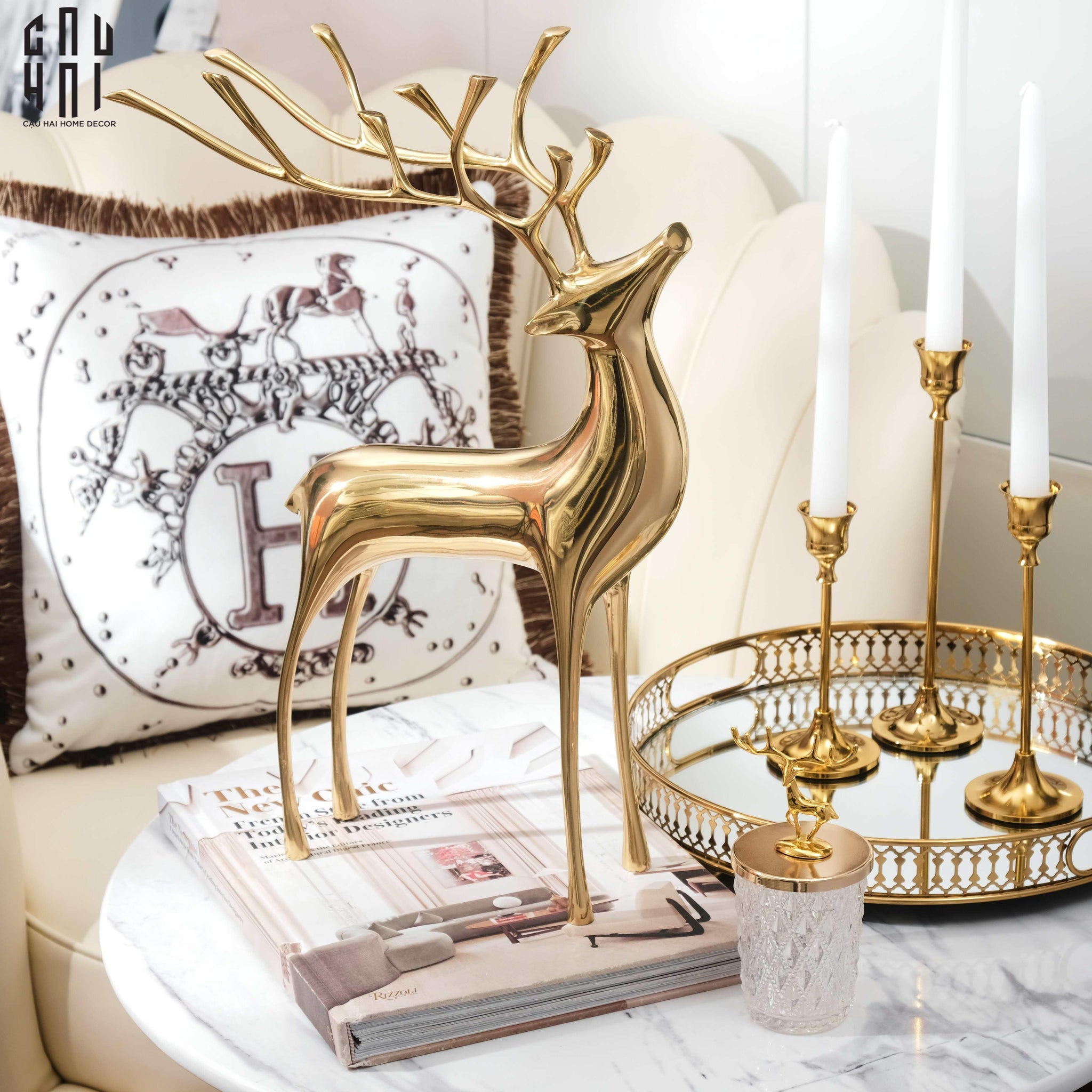Tượng Hươu Golden Goddess Elk-CẬU HAI HOME DECOR