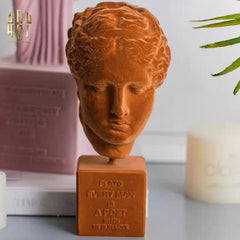 Tượng La Mã Bọc Nhung Ancient Roman Plato Quote Bust - Brick Orange Velvet 9x22-TƯỢNG TRANG TRÍ-CẬU HAI HOME DECOR