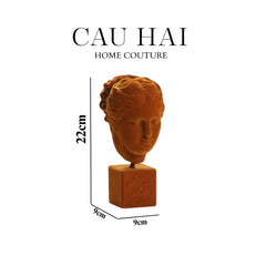 Tượng La Mã Bọc Nhung Ancient Roman Plato Quote Bust - Brick Orange Velvet 9x22-CẬU HAI HOME DECOR