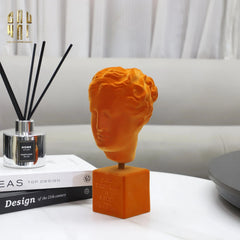 Tượng La Mã Bọc Nhung Ancient Roman Plato Quote Bust - Brick Orange Velvet 9x22-CẬU HAI HOME DECOR