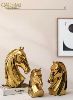Tượng Ngựa Gilded Cheval H27 Fw25-CẬU HAI HOME DECOR