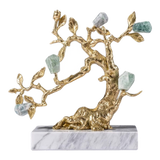 Maison Couture - Tượng Nhân Sâm Bằng Đồng Đá Thạch Anh Xanh - Brasson Aventurine Quartz - Root Of Eternity 9x30x27