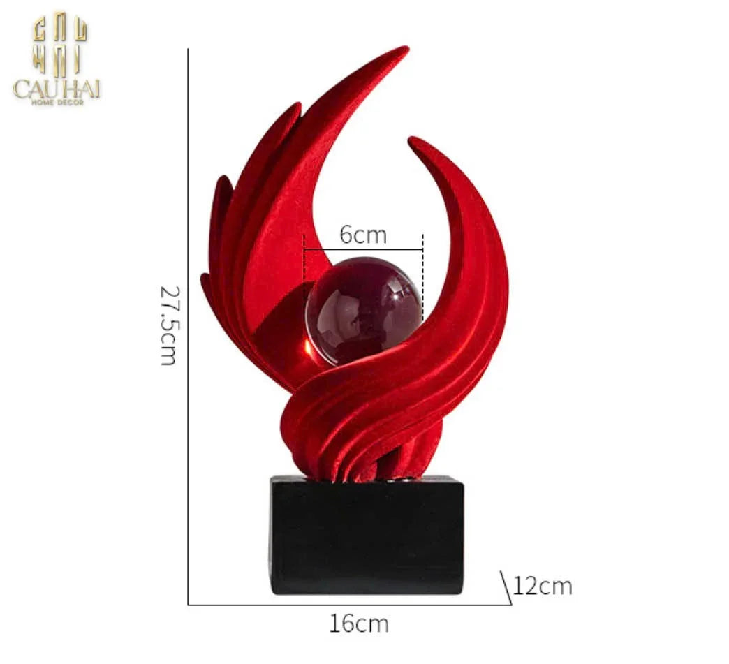 Tượng Nhung Đỏ Eternal Flame Red Velvet 16x12x27.5-TƯỢNG TRANG TRÍ-CẬU HAI HOME DECOR