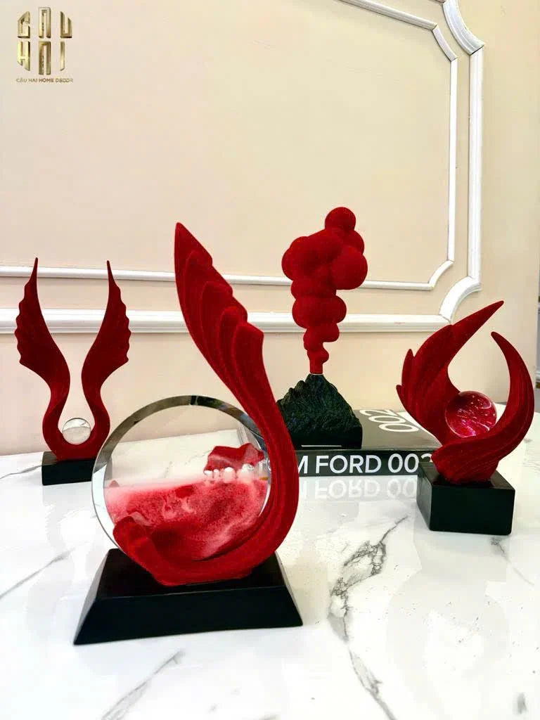 Tượng Nhung Đỏ Eternal Flame Red Velvet 16x12x27.5-TƯỢNG TRANG TRÍ-CẬU HAI HOME DECOR