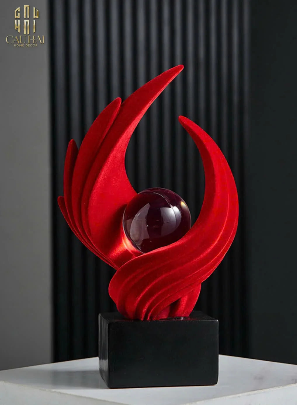 Tượng Nhung Đỏ Eternal Flame Red Velvet 16x12x27.5-TƯỢNG TRANG TRÍ-CẬU HAI HOME DECOR