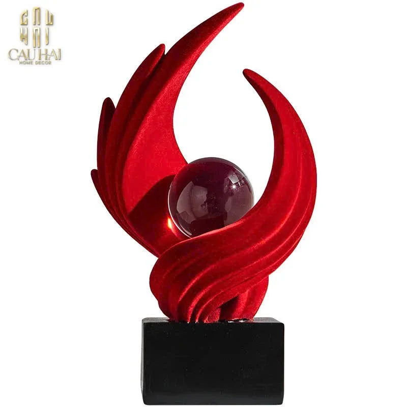Tượng Nhung Đỏ Eternal Flame Red Velvet 16x12x27.5-TƯỢNG TRANG TRÍ-CẬU HAI HOME DECOR
