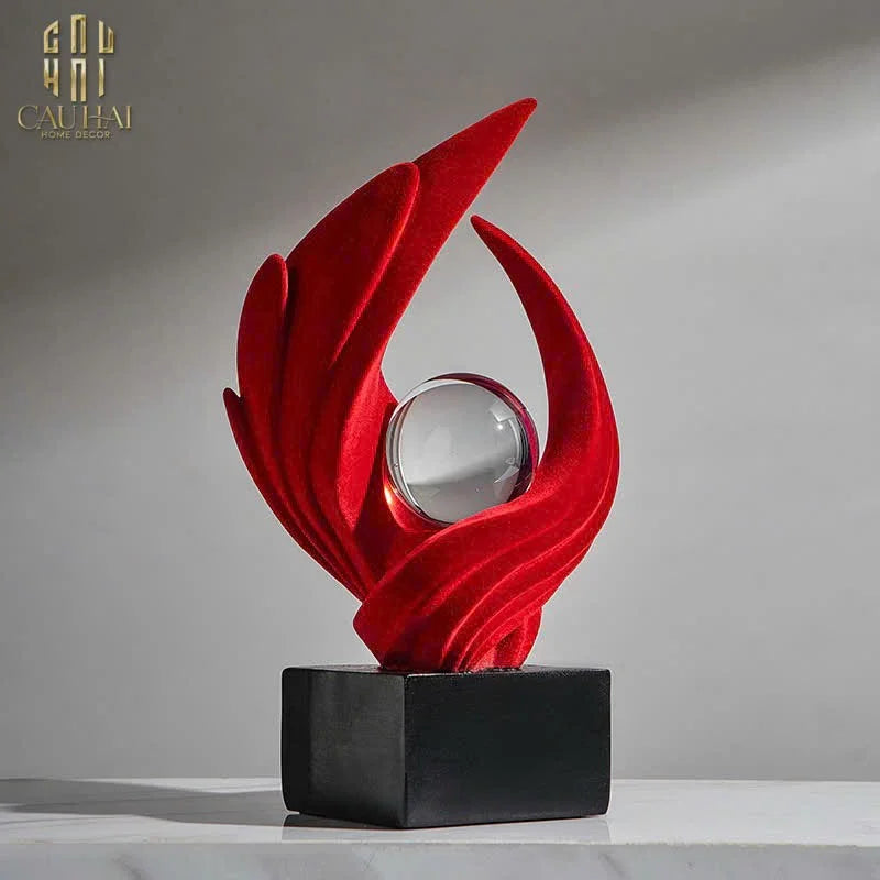 Tượng Nhung Đỏ Eternal Flame Red Velvet 16x12x27.5-TƯỢNG TRANG TRÍ-CẬU HAI HOME DECOR