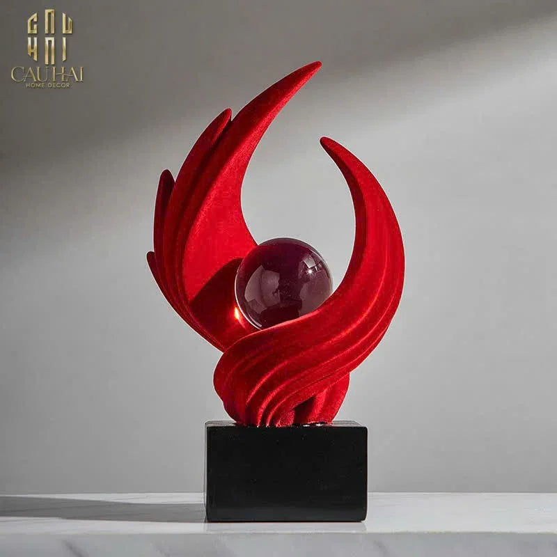 Tượng Nhung Đỏ Eternal Flame Red Velvet 16x12x27.5-CẬU HAI HOME DECOR