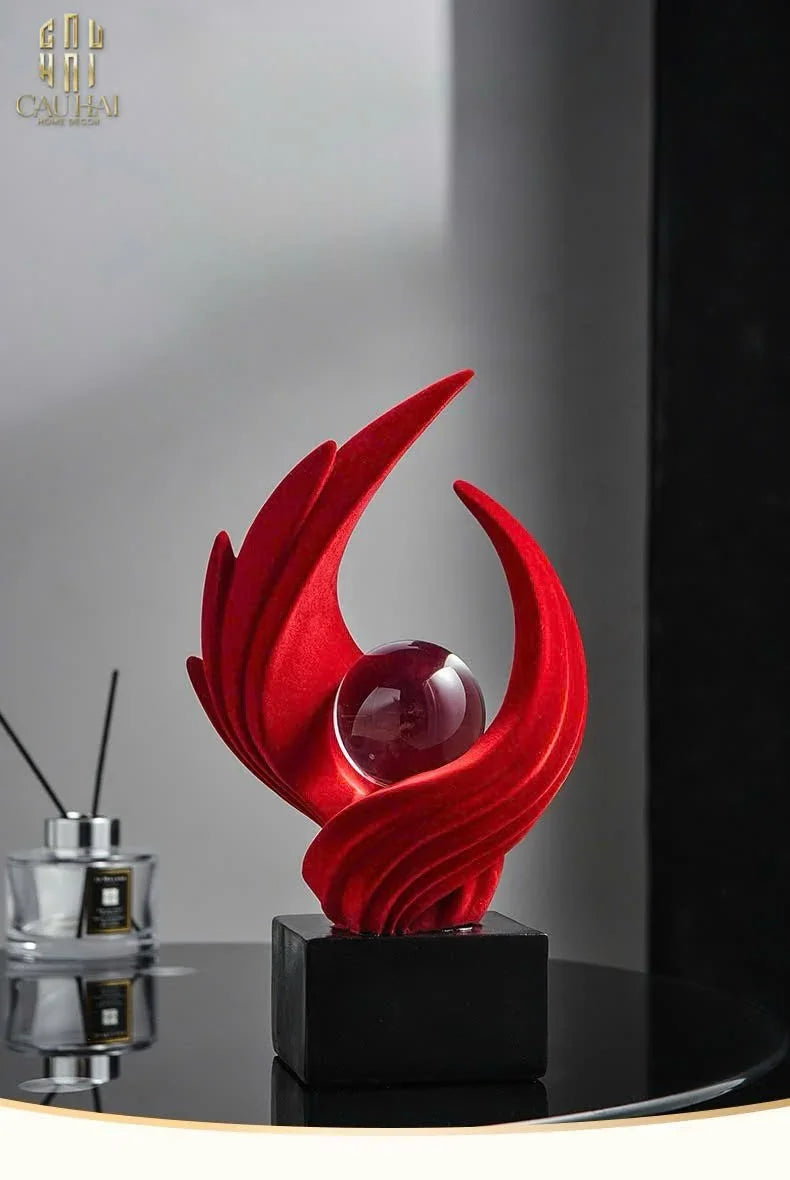 Tượng Nhung Đỏ Eternal Flame Red Velvet 16x12x27.5-CẬU HAI HOME DECOR