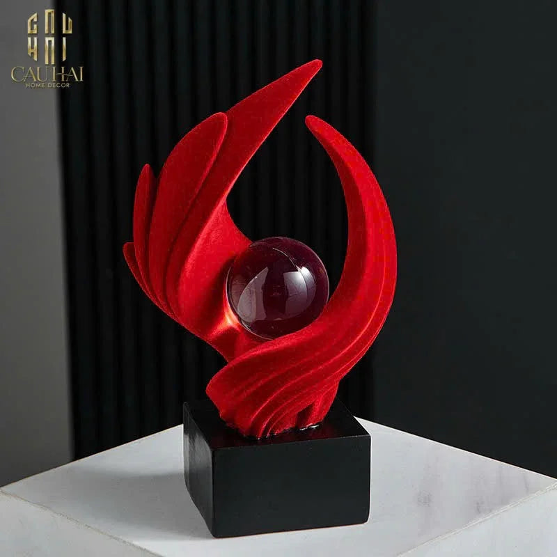 Tượng Nhung Đỏ Eternal Flame Red Velvet 16x12x27.5-CẬU HAI HOME DECOR