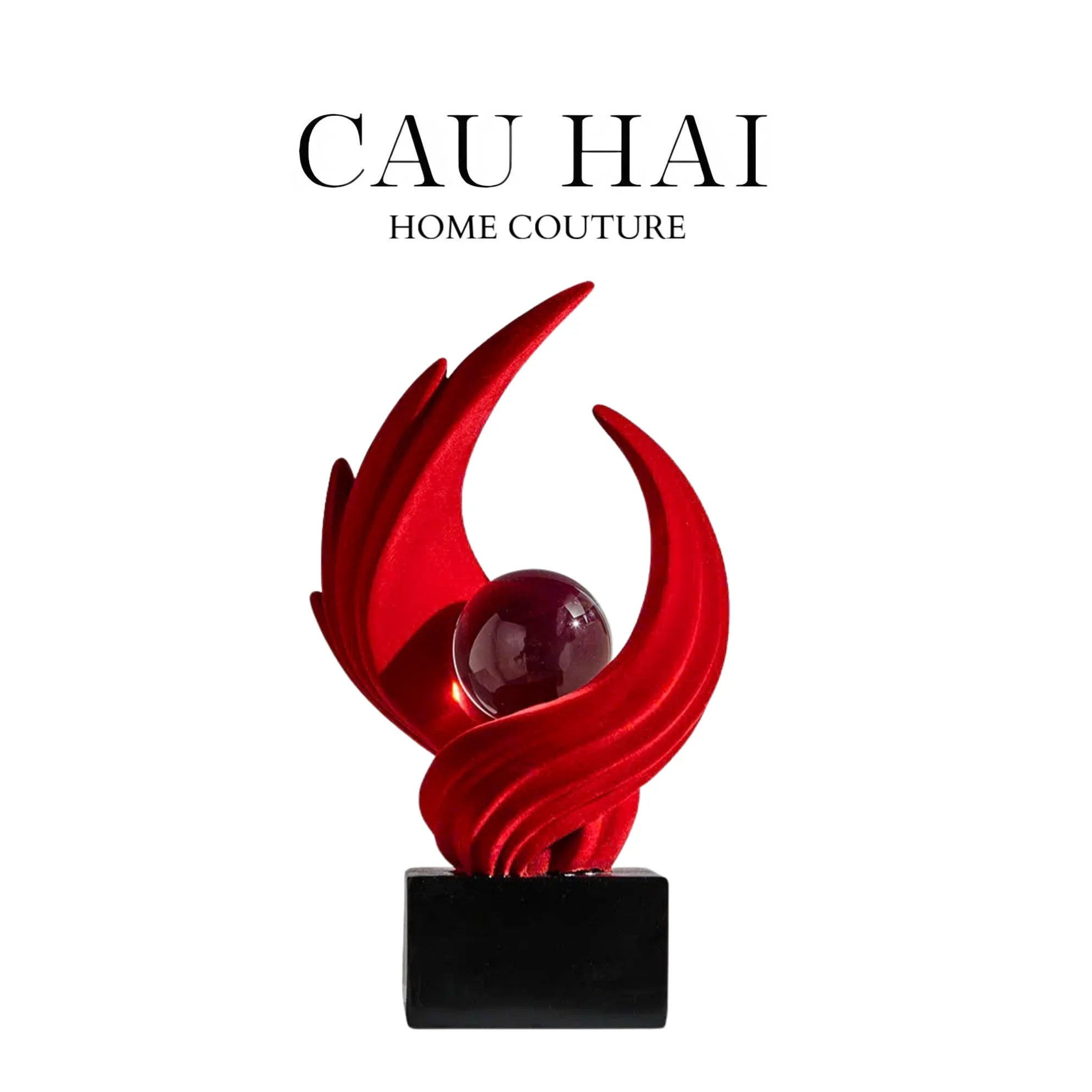 Tượng Nhung Đỏ Eternal Flame Red Velvet 16x12x27.5-CẬU HAI HOME DECOR
