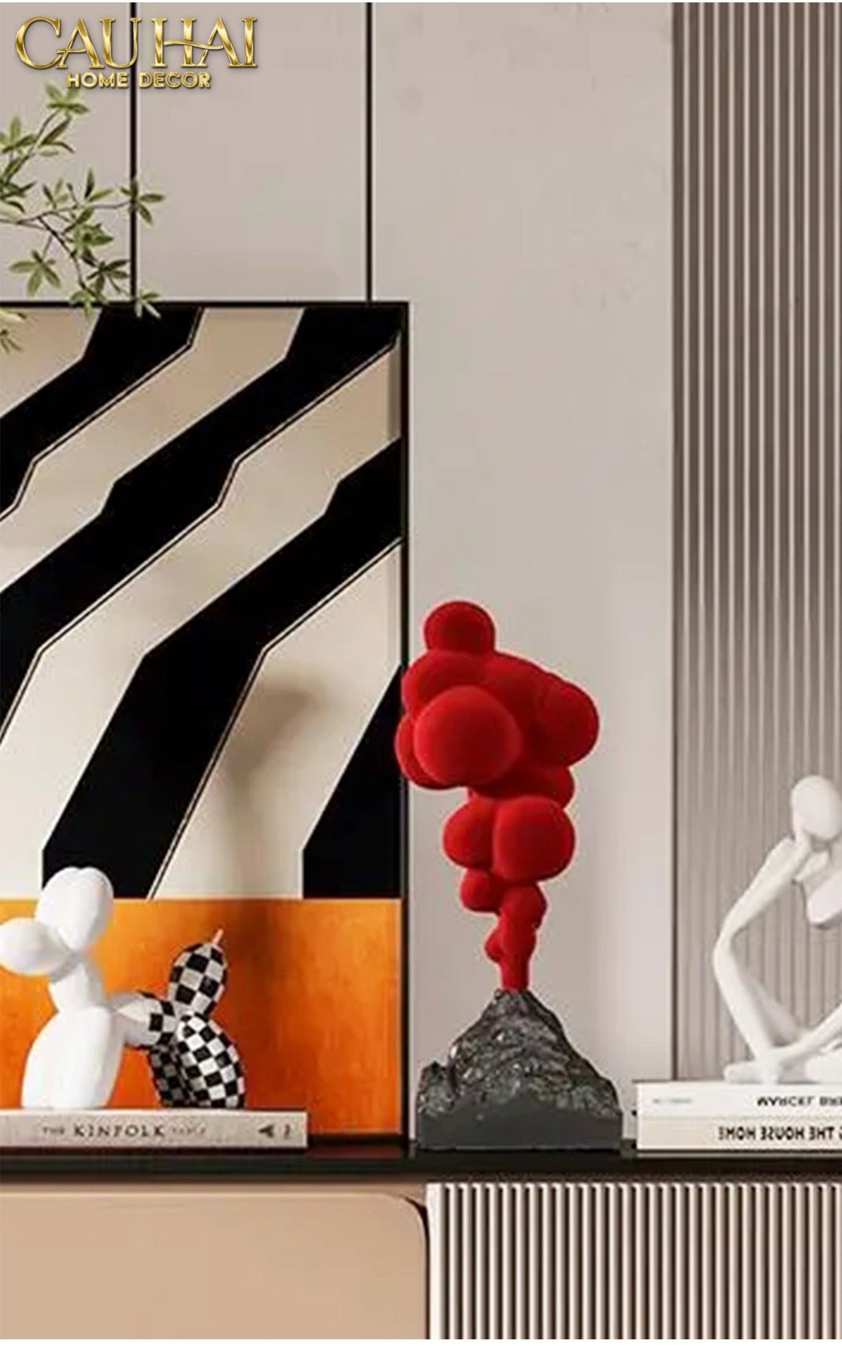 Tượng Nhung Đỏ Red Velvet Volcano Fw25 H36-TƯỢNG TRANG TRÍ-CẬU HAI HOME DECOR