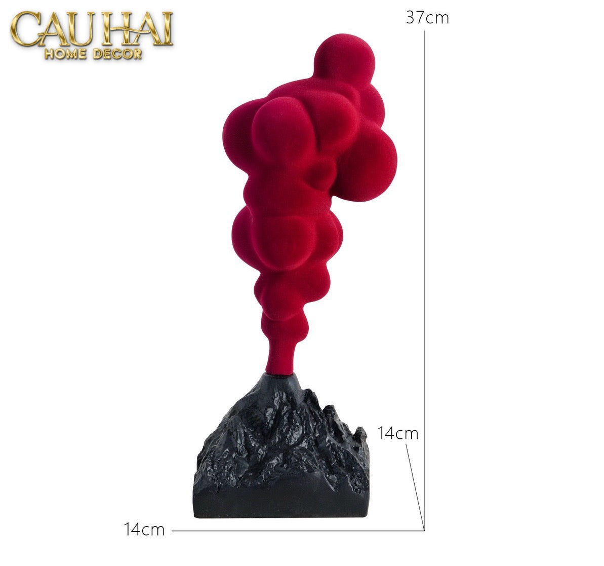 Tượng Nhung Đỏ Red Velvet Volcano Fw25 H36-TƯỢNG TRANG TRÍ-CẬU HAI HOME DECOR