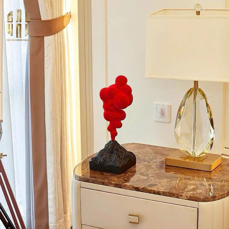 Tượng Nhung Đỏ Red Velvet Volcano Fw25 H36-TƯỢNG TRANG TRÍ-CẬU HAI HOME DECOR