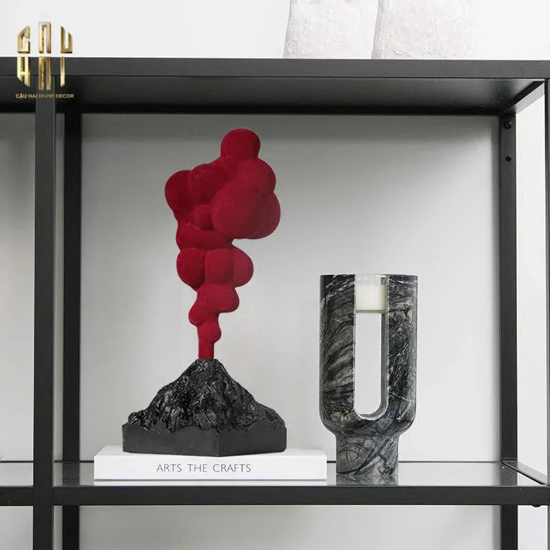 Tượng Nhung Đỏ Red Velvet Volcano Fw25 H36-TƯỢNG TRANG TRÍ-CẬU HAI HOME DECOR