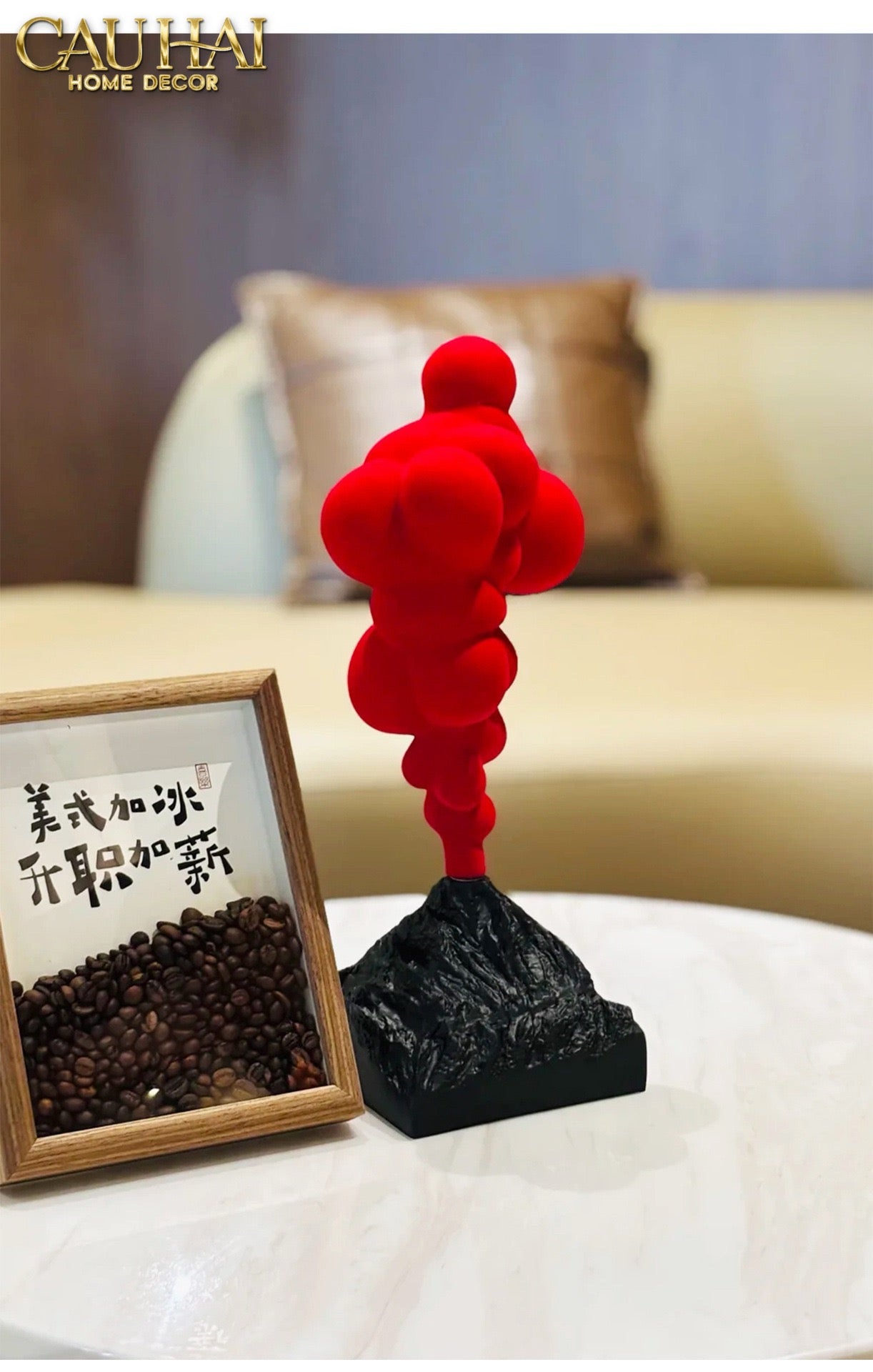 Tượng Nhung Đỏ Red Velvet Volcano Fw25 H36-CẬU HAI HOME DECOR