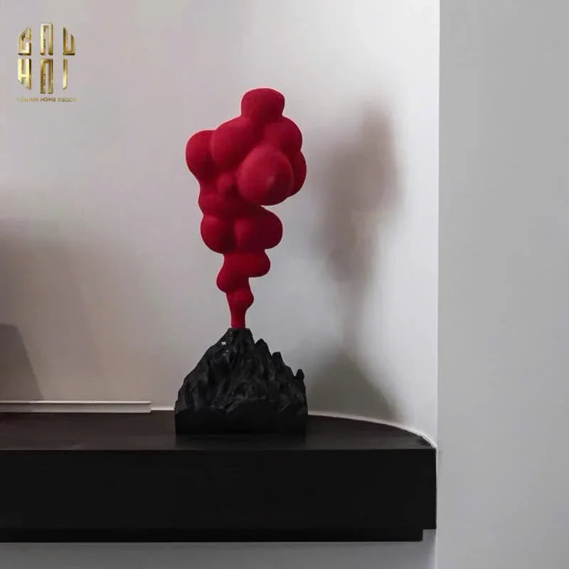 Tượng Nhung Đỏ Red Velvet Volcano Fw25 H36-CẬU HAI HOME DECOR