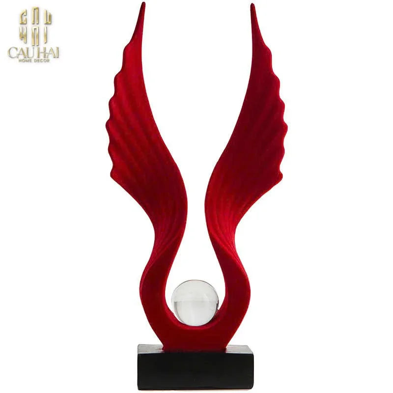 Tượng Nhung Đỏ Scarlet Wings Red Velvet 15x31-TƯỢNG TRANG TRÍ-CẬU HAI HOME DECOR