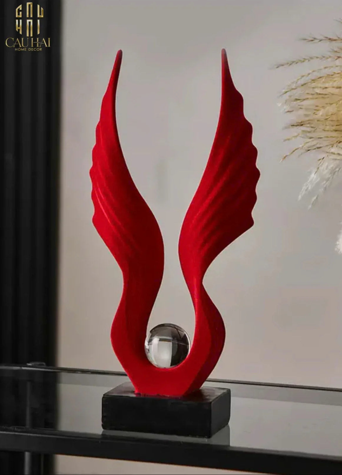 Tượng Nhung Đỏ Scarlet Wings Red Velvet 15x31-CẬU HAI HOME DECOR