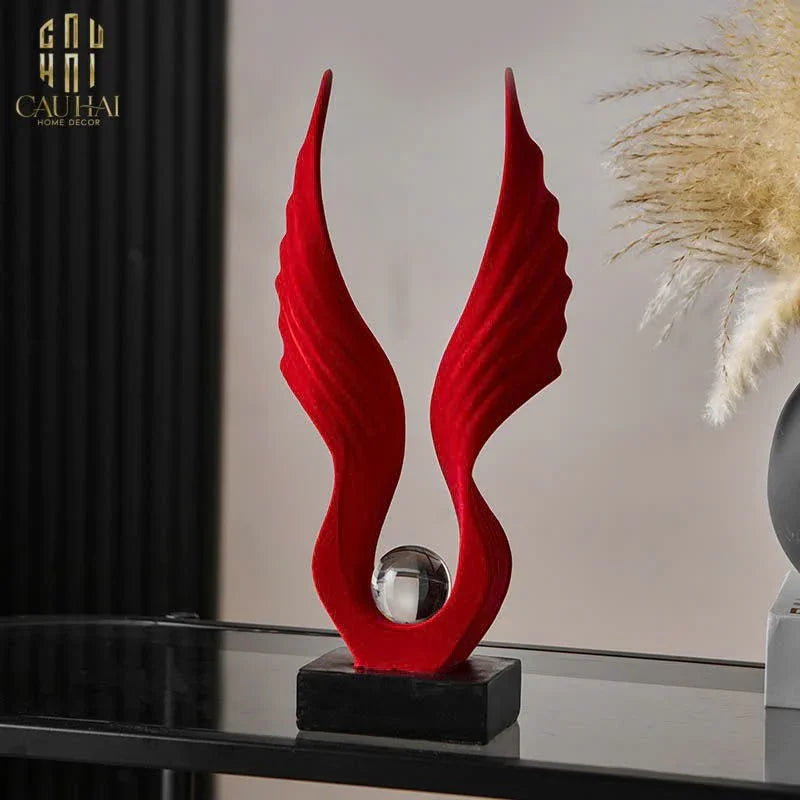 Tượng Nhung Đỏ Scarlet Wings Red Velvet 15x31-CẬU HAI HOME DECOR
