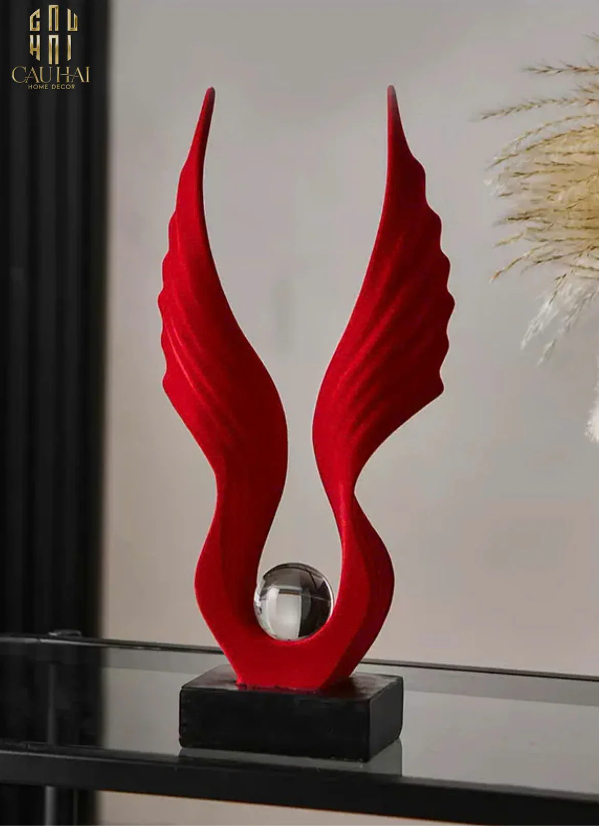 Tượng Nhung Đỏ Scarlet Wings Red Velvet 15x31-CẬU HAI HOME DECOR
