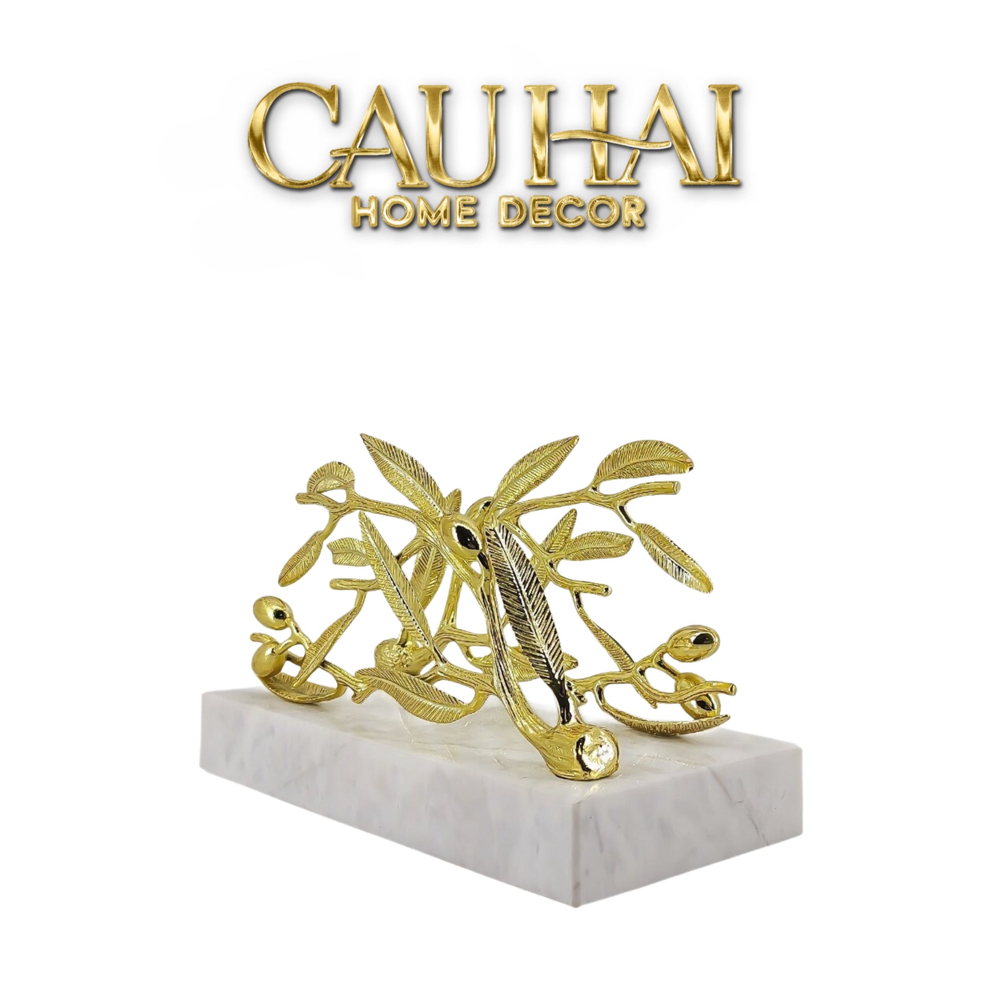 Tượng Olive Branch Đá Marble - Tissue Holder - CẬU HAI HOME DECOR