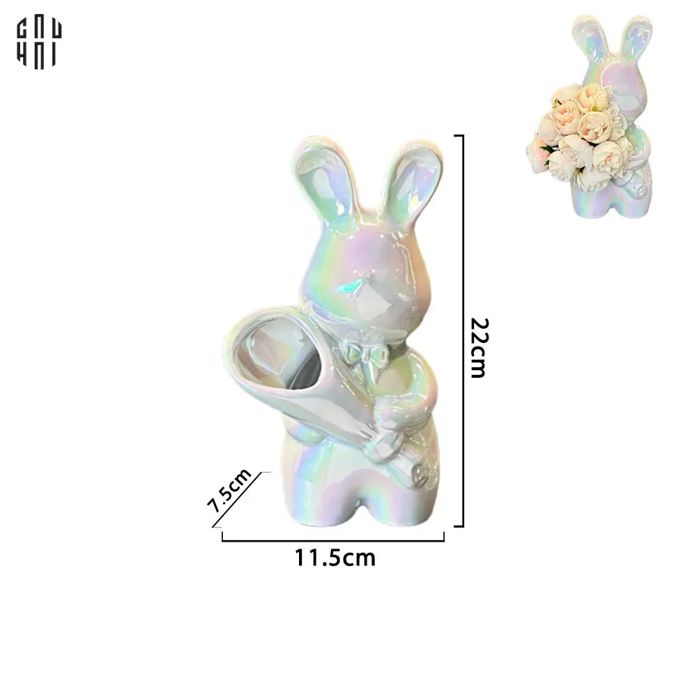 Tượng Romantic Lapin Floral Embrace-CẬU HAI HOME DECOR