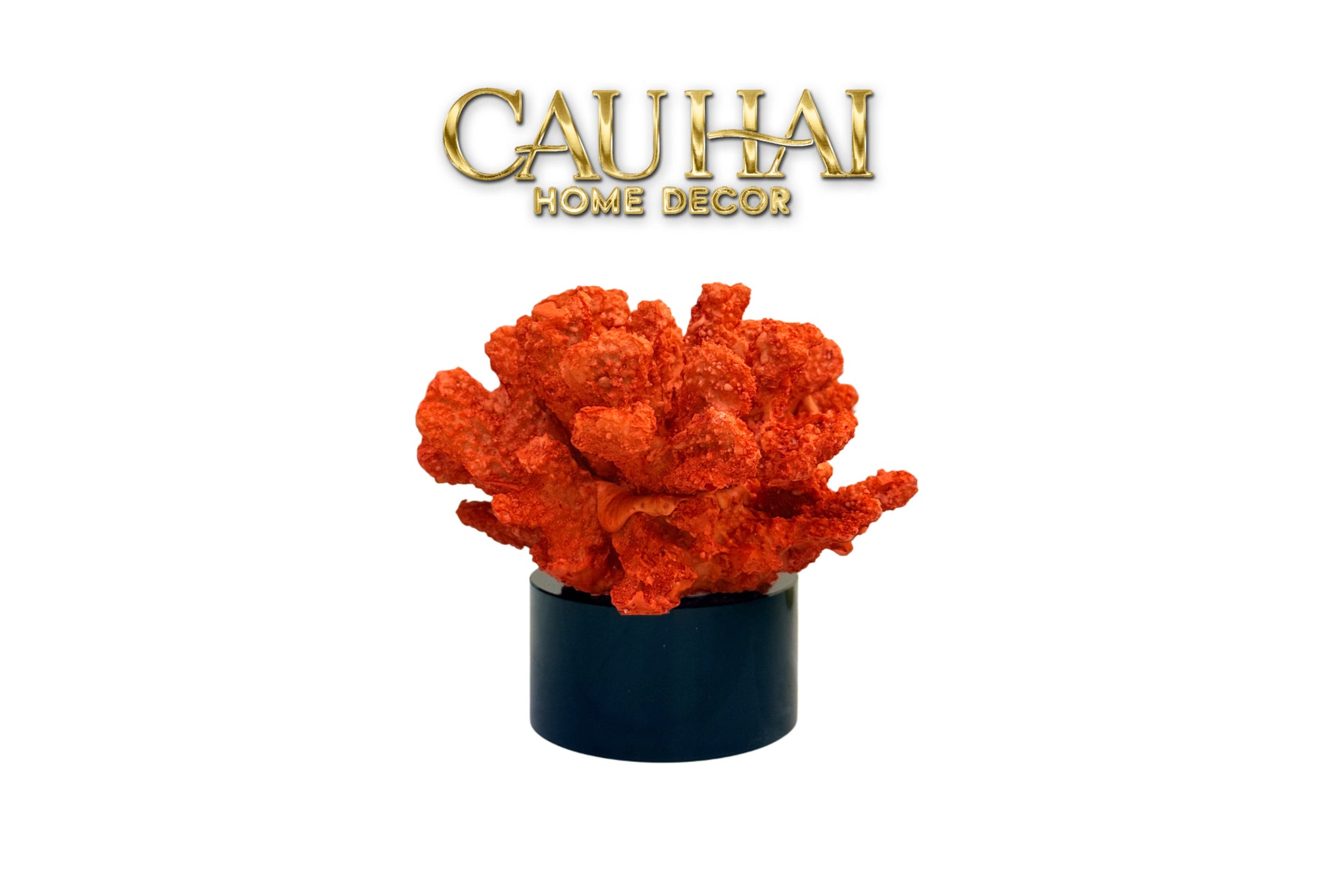 Tượng San Hô Lửa Đế Pha Lê Crimson Cristalleries Coral Sculptures 15x20-CẬU HAI HOME DECOR