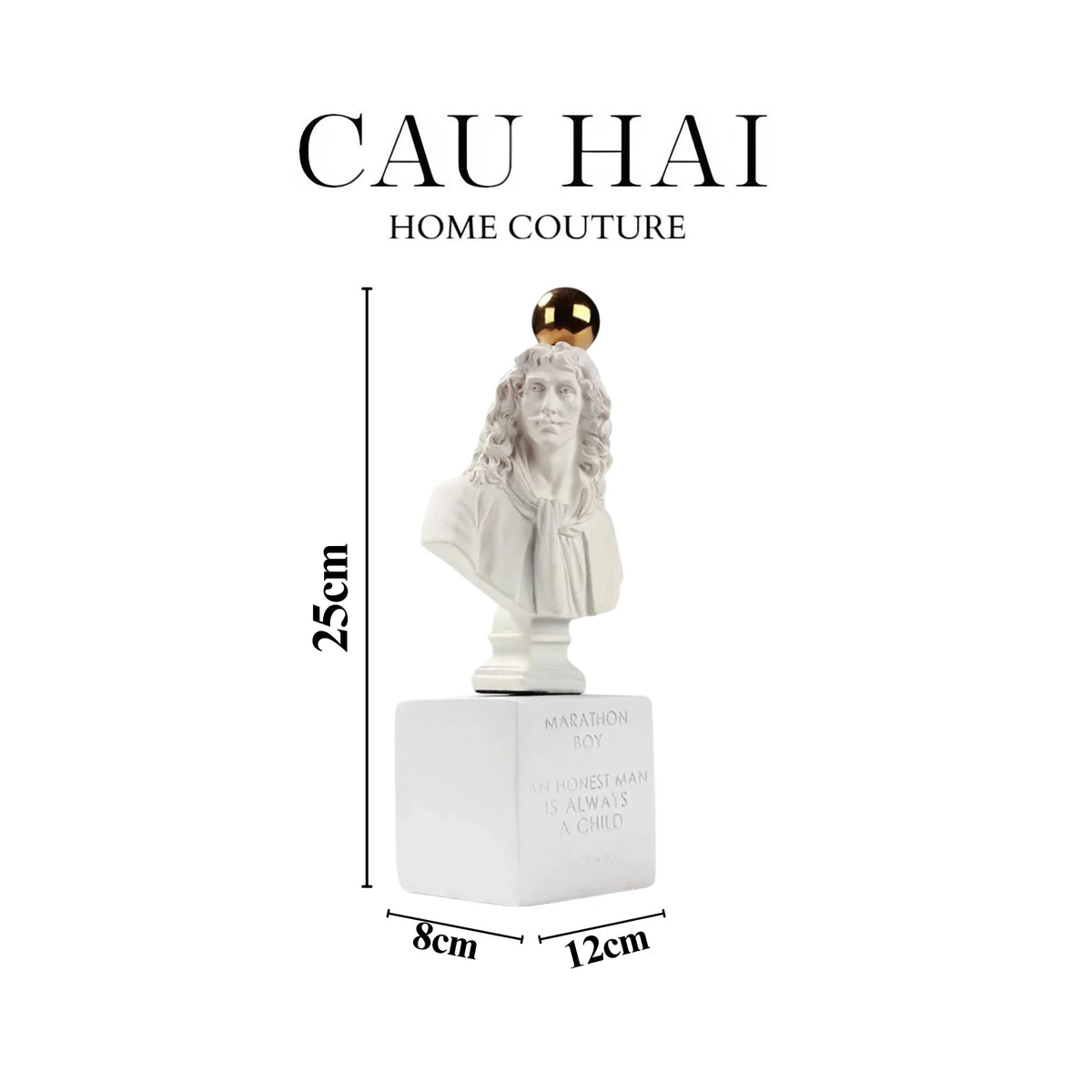 Tượng Socrates Quote Bust-TƯỢNG TRANG TRÍ-CẬU HAI HOME DECOR