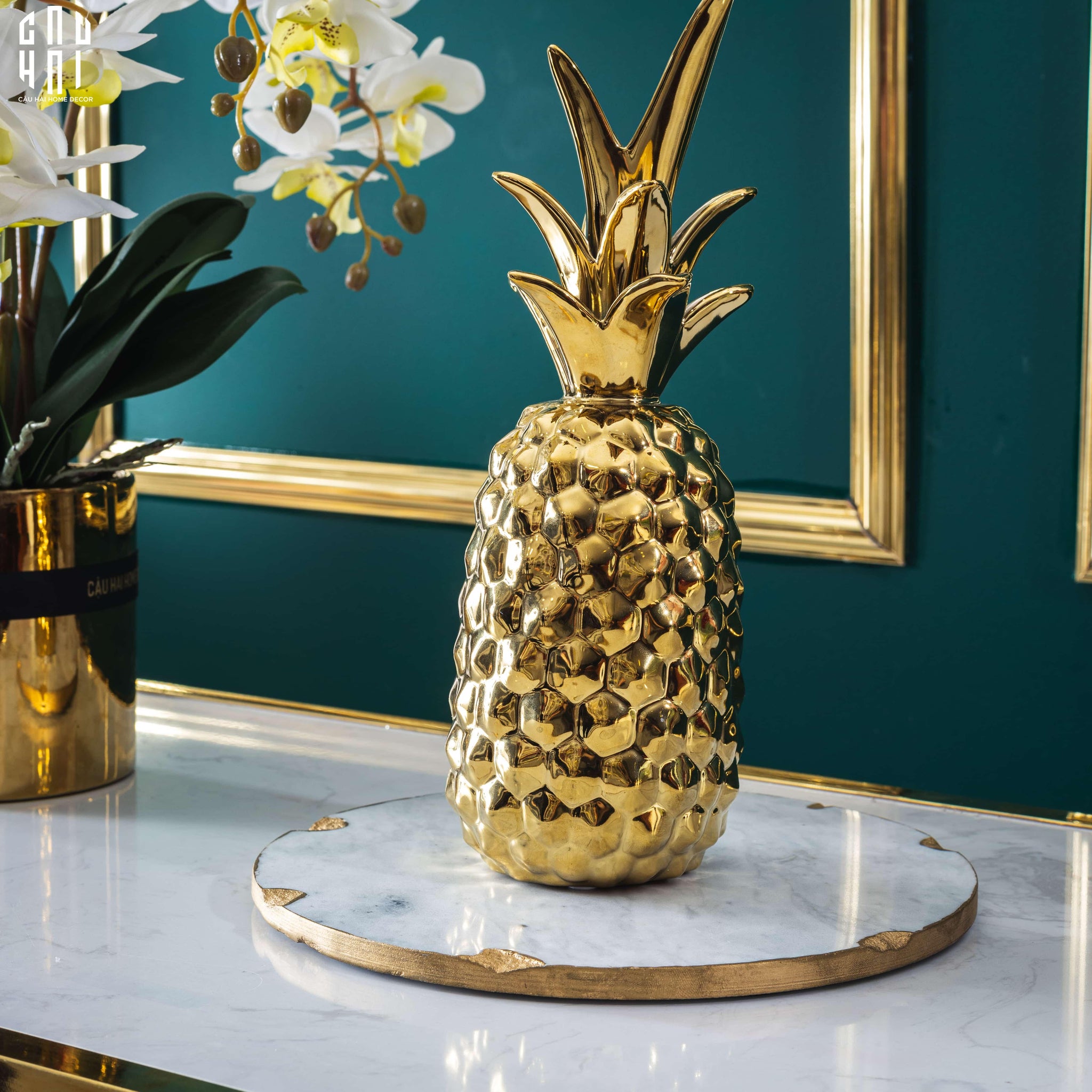 Tượng Trái Thơm Golden Pineapple Premium-TƯỢNG TRANG TRÍ-CẬU HAI HOME DECOR
