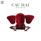 TƯỢNG TRANG TRÍ CERAMIC RED VELVET ELEPHANT-CẬU HAI HOME DECOR