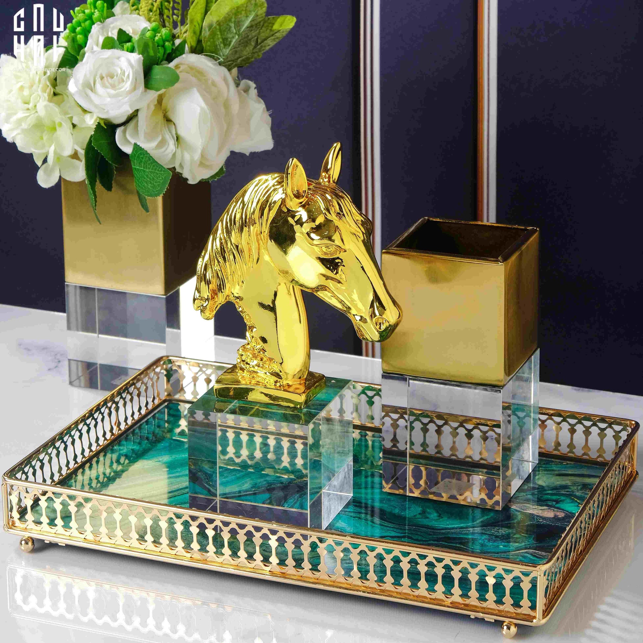 Tượng Trang Trí Đầu Ngựa Gilded Pegasus-TƯỢNG TRANG TRÍ-CẬU HAI HOME DECOR